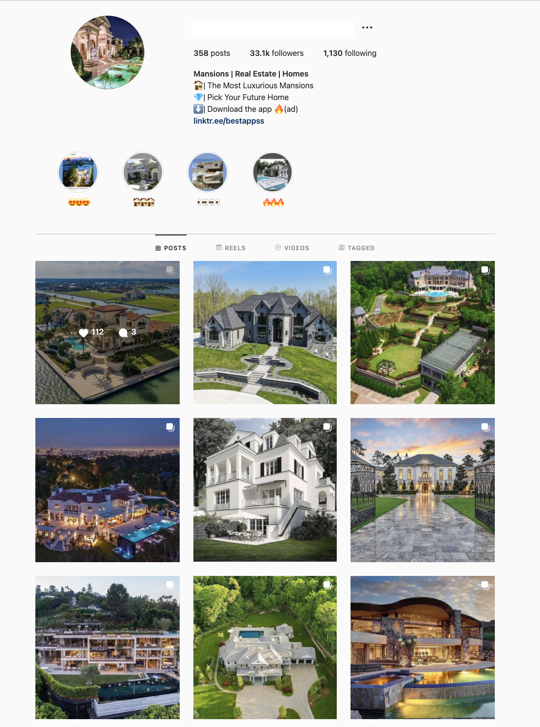 Buy Mansion Houses Instagram Account for Sale | SurgeGram IG Agency