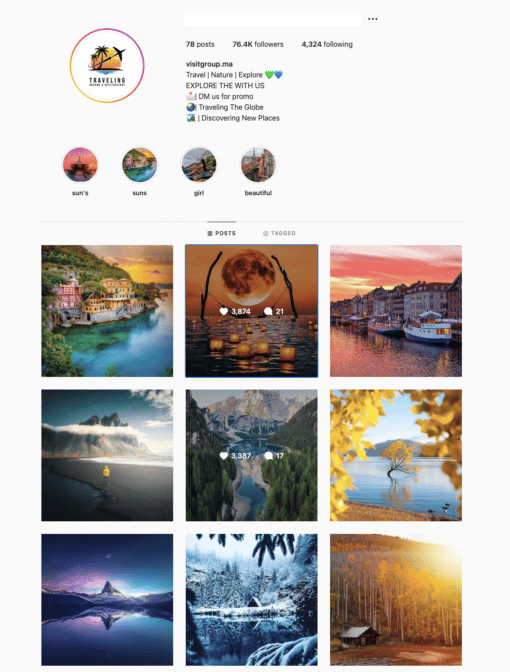 Travel Instagram Account for Sale