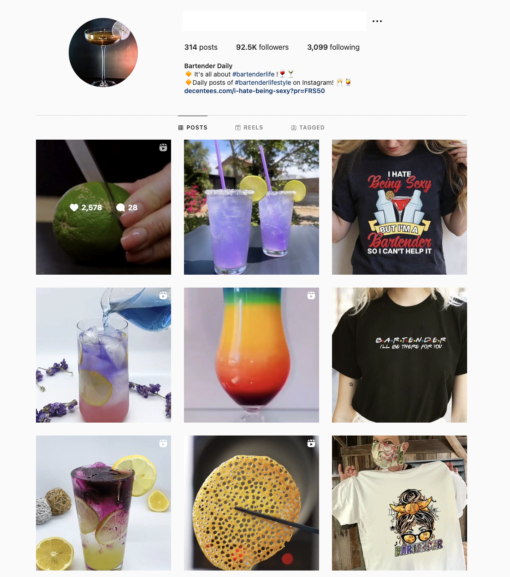 Buy Bartender Instagram Account for Sale