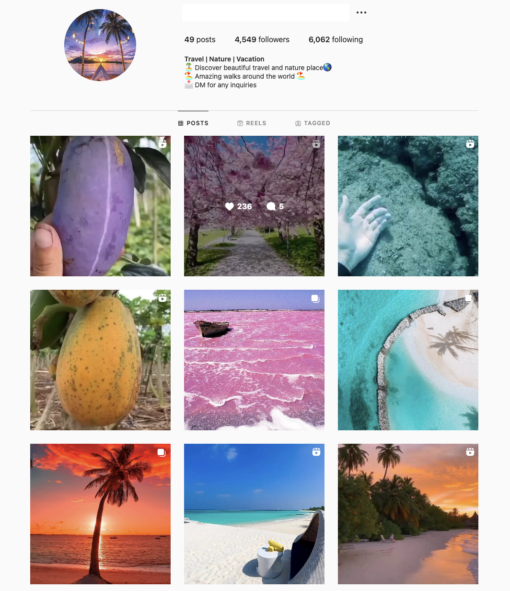 Buy Travel Instagram Account for Sale