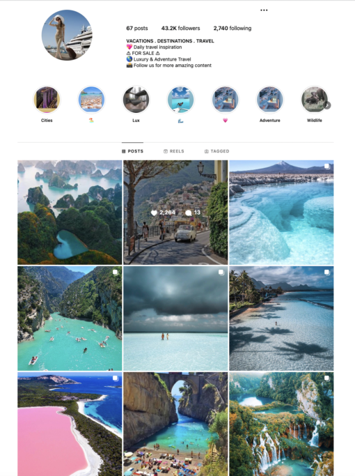 Buy Travel Instagram Account for Sale